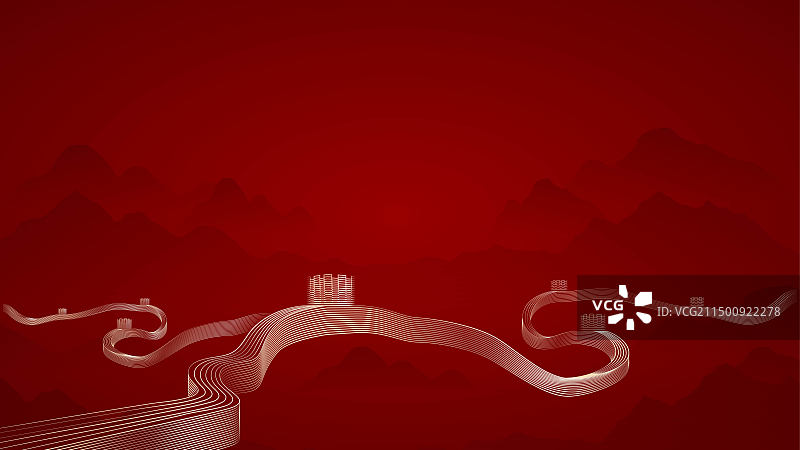 长城线条插画图片素材