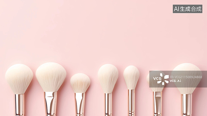 【AI数字艺术】粉色背景下的化妆刷图片素材