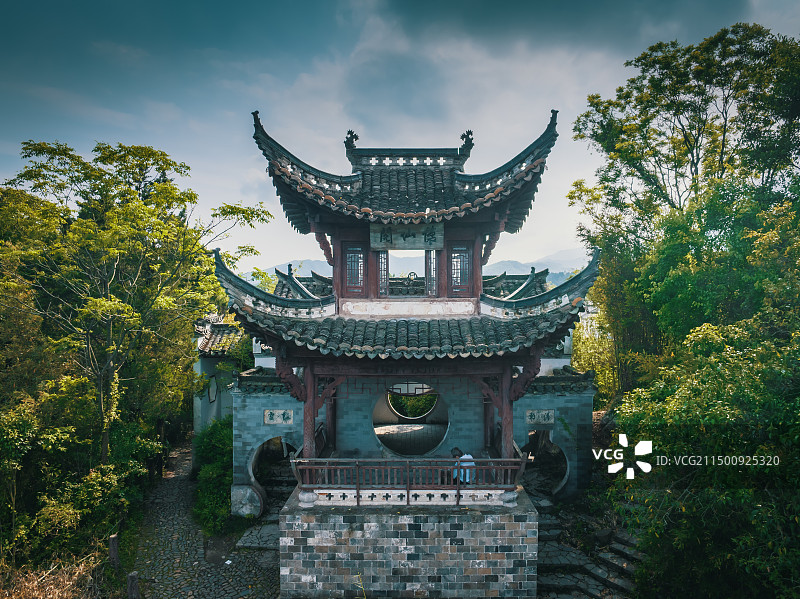 安徽泾县桃花潭风景区航拍风光图片素材