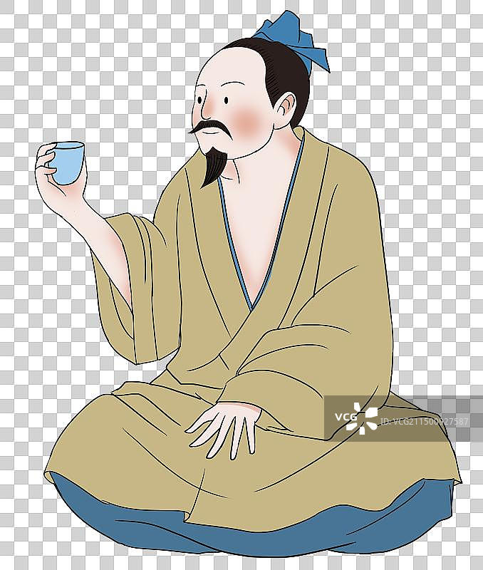 中国风新中式古风古典传统文化古装古代古人汉服服饰唐代唐朝李白杜甫李商隐喝茶人物元素素材资讯插画图片素材