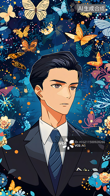 【AI数字艺术】商务男士插画图片素材