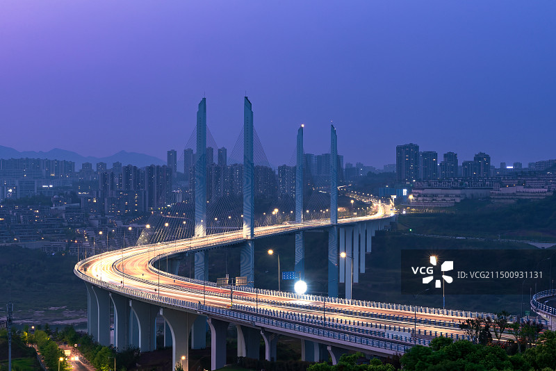 重庆北碚蔡家嘉陵江大桥夜景图片素材