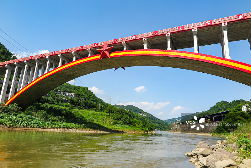 2024年5月，中国四川古蔺县太平古镇，长征四度赤水太平渡渡口，太平渡渡口纪念碑，图片素材