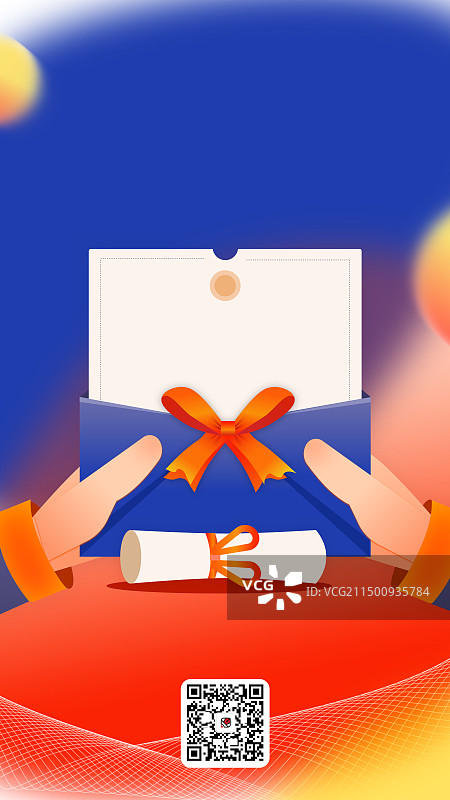 高考金榜题名获得大学录取通知书竖版插画图片素材