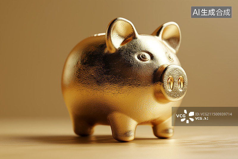 【AI数字艺术】象征财富的一只金猪图片素材