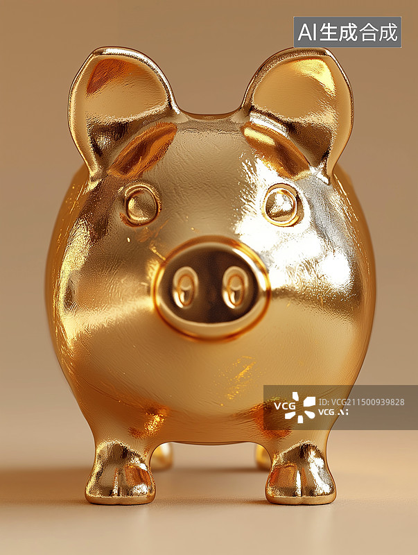 【AI数字艺术】象征财富的一只金猪图片素材