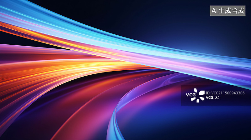 【AI数字艺术】霓虹灯蓝光抽象视觉几何运动技术概念背景图片素材