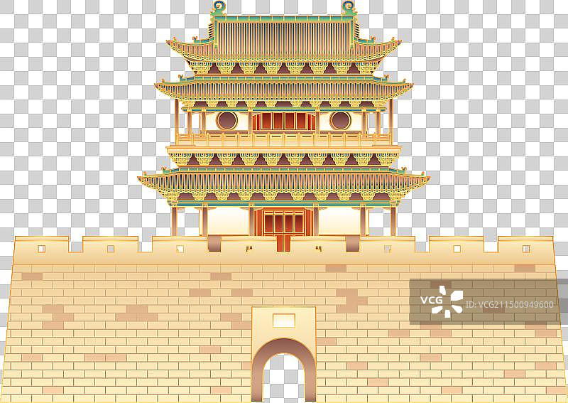 山西平遥古城南门迎薰门古建筑插画图片素材