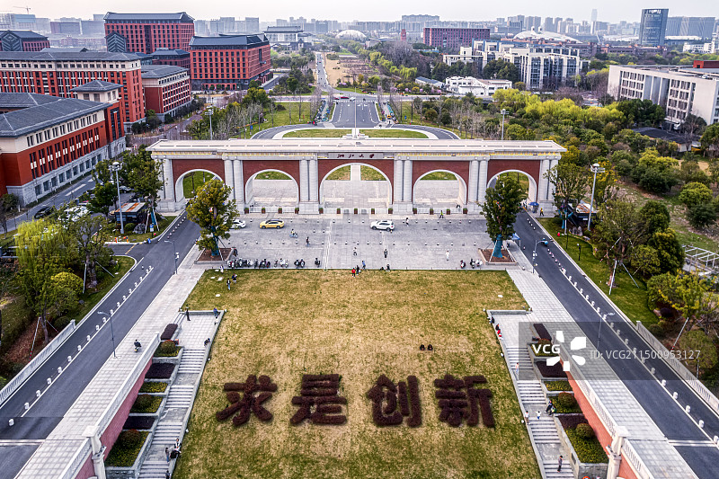 浙江大学美景与朝晚霞图片素材
