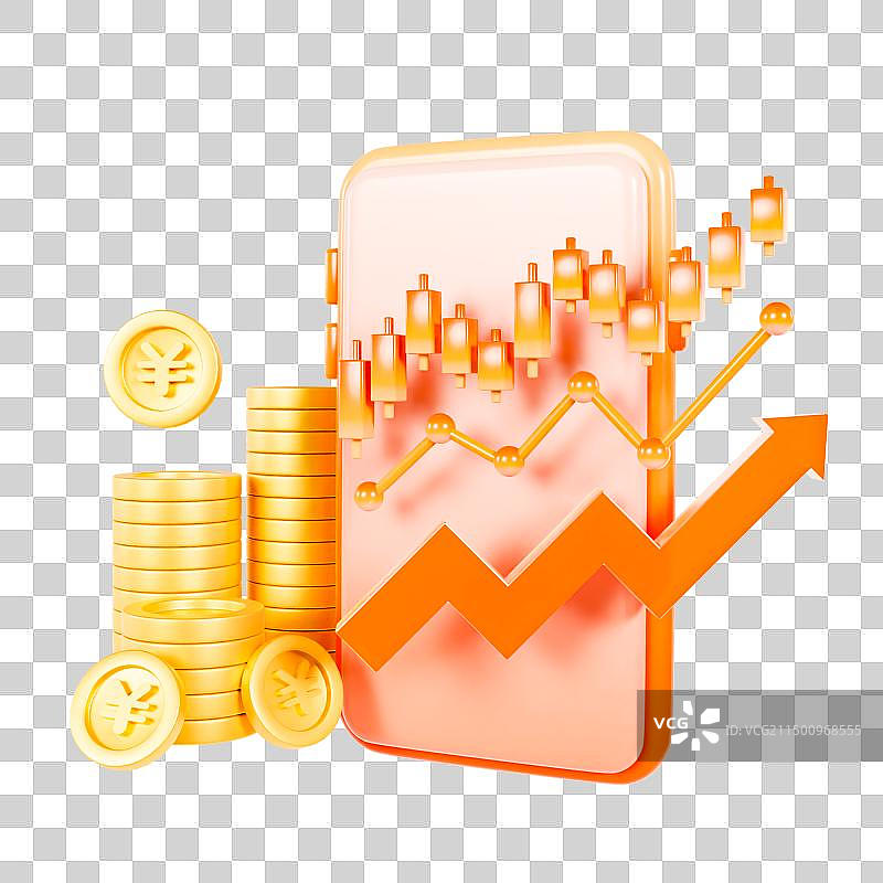 3D立体手机炒股股市数据箭头上升金融理财银行业元素图片素材