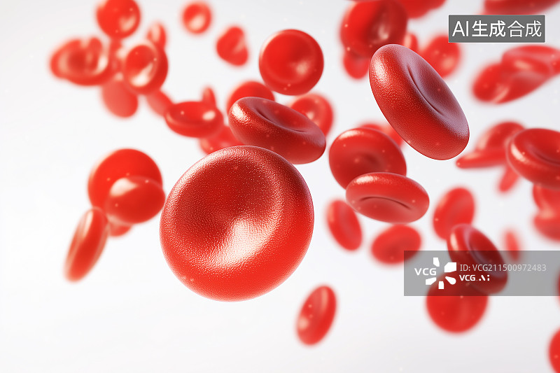 【AI数字艺术】白色背景的红细胞3d效果图图片素材