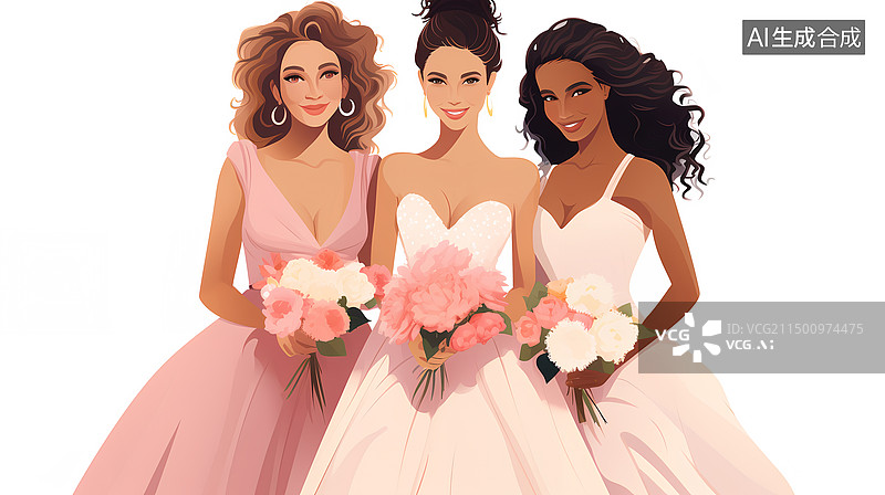 【AI数字艺术】伴娘插画图片素材