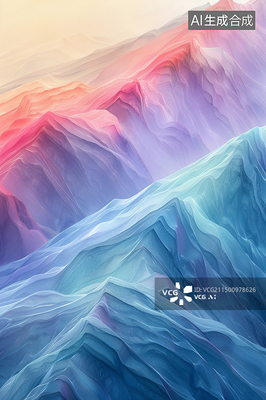 【AI数字艺术】多色群山山峦国风丹霞丝绸质感背景图图片素材