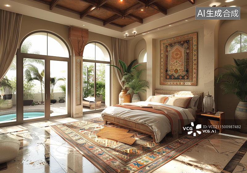 【AI数字艺术】室内豪华卧室图片素材