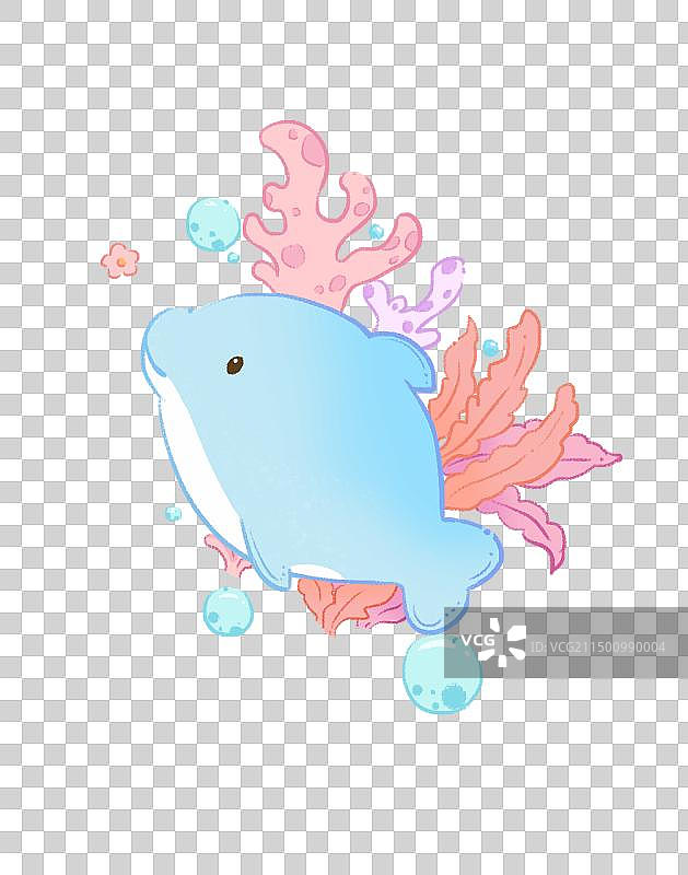 海洋海豚珊瑚海草元素免扣肌理插画图片素材