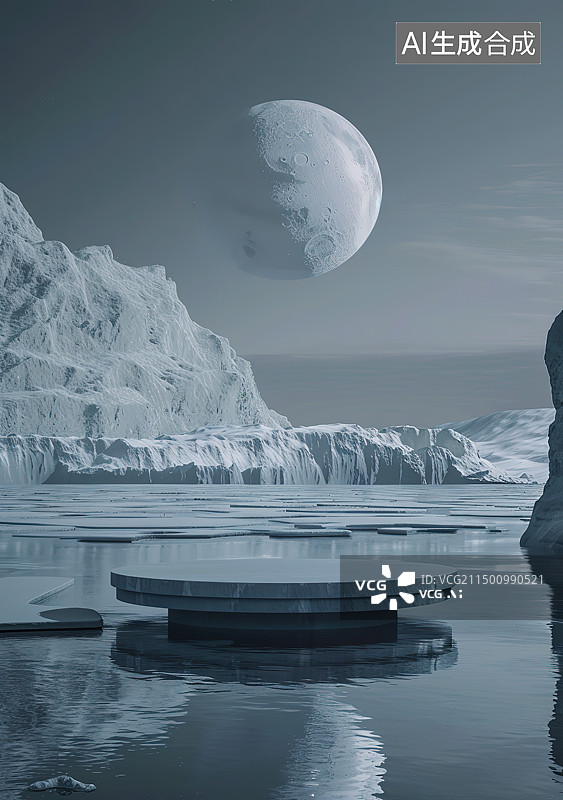 【AI数字艺术】冰川上的人图片素材