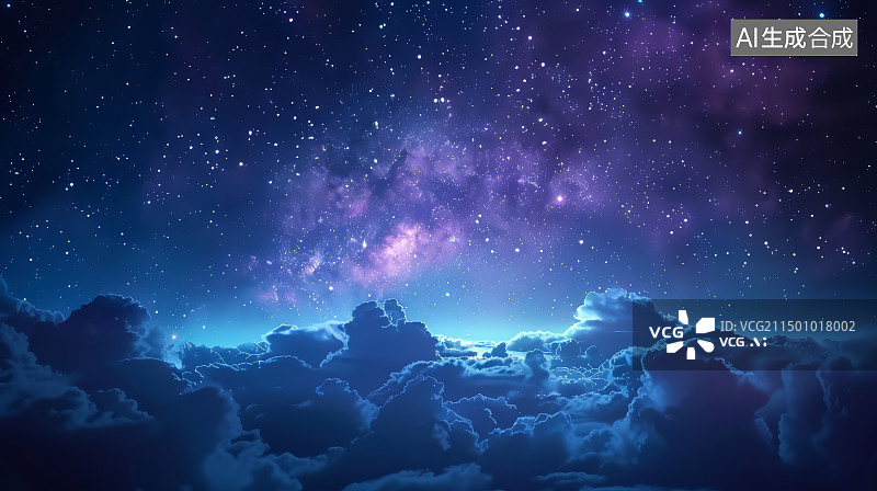 【AI数字艺术】星空下的云海景观图片素材