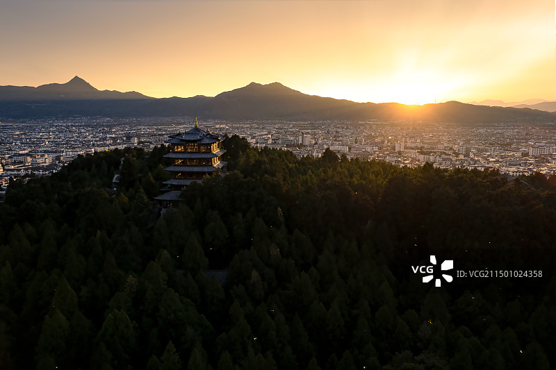 丽江古城风光航拍图片素材