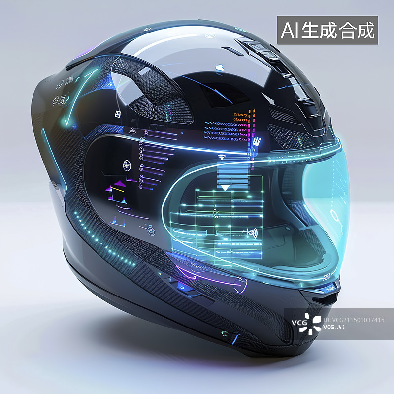【AI数字艺术】智能数字化未来科技头盔图片素材
