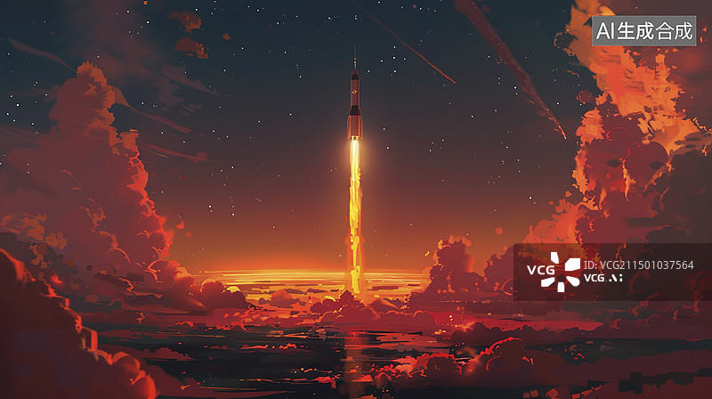 【AI数字艺术】航天飞机火箭发射瞬间图片素材