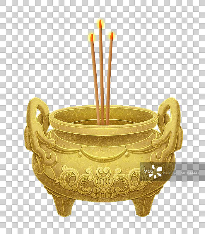 一个金色的香炉图片素材