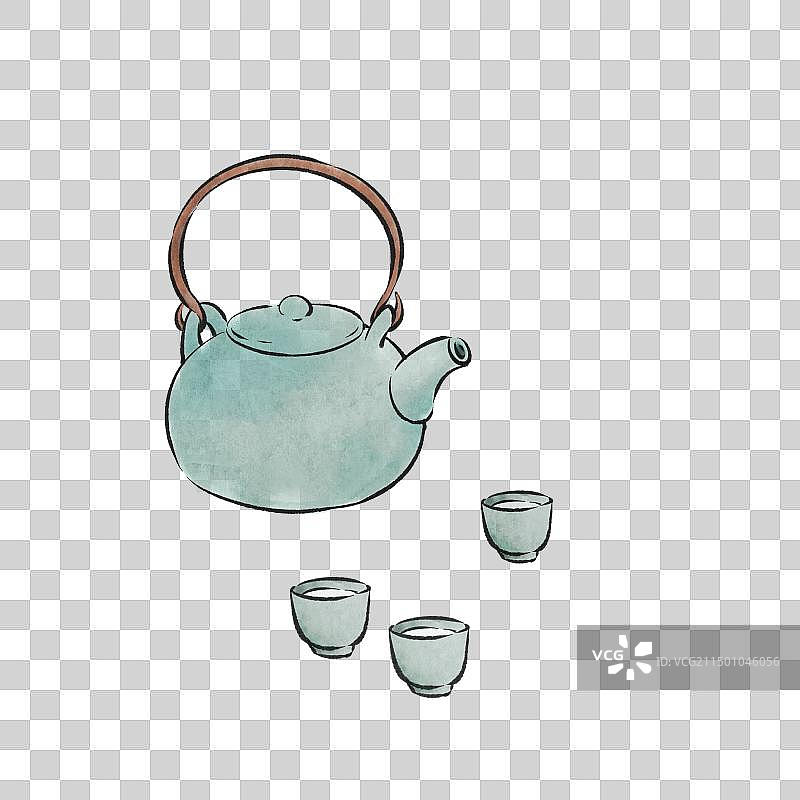 国风水墨茶壶图片素材