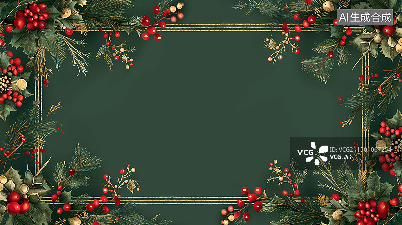 【AI数字艺术】冬天圣诞节装饰绿色背景图片素材