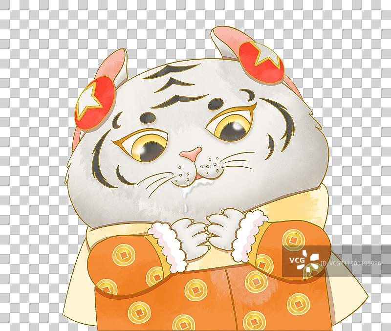 十二生肖卡通国风插画虎图片素材