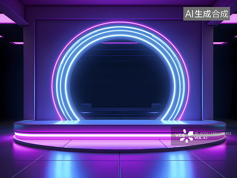 【AI数字艺术】未来发光建筑空间内部设计图片素材
