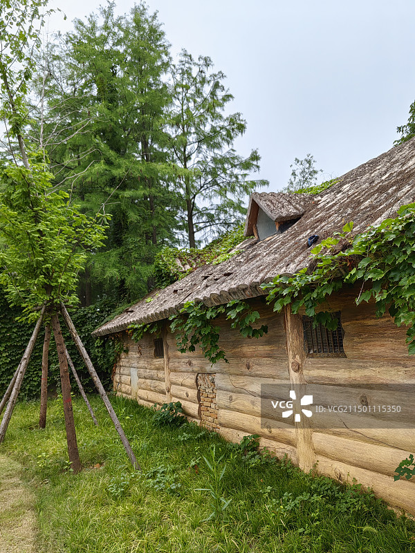 动物园的小茅屋拍摄于武汉动物园。图片素材