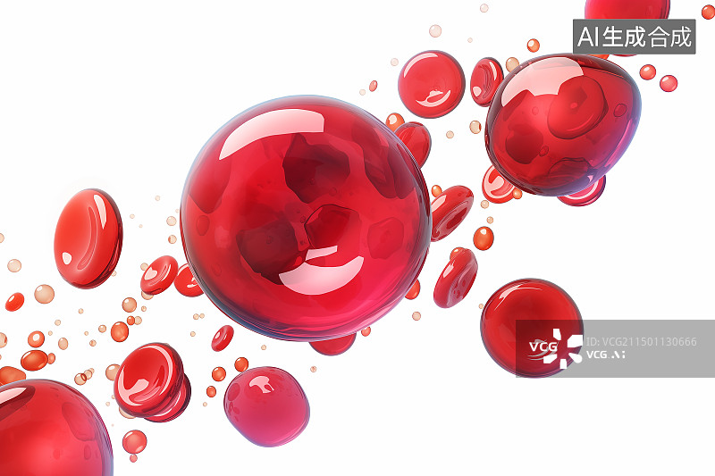 【AI数字艺术】3d渲染的白底红细胞图片素材