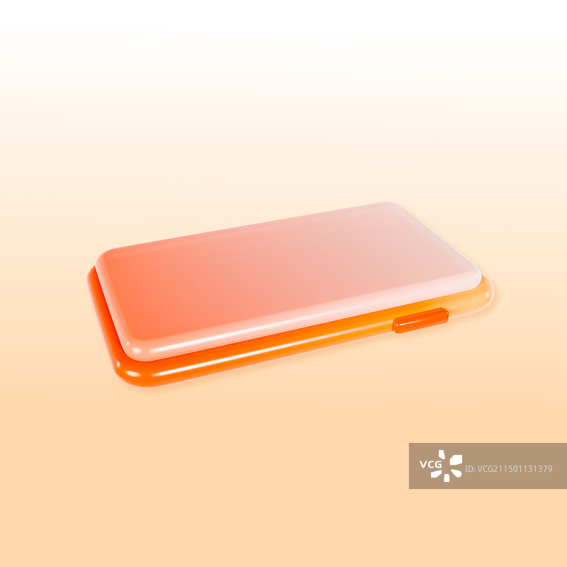 3D立体渐变橙色空白手机插画图片素材