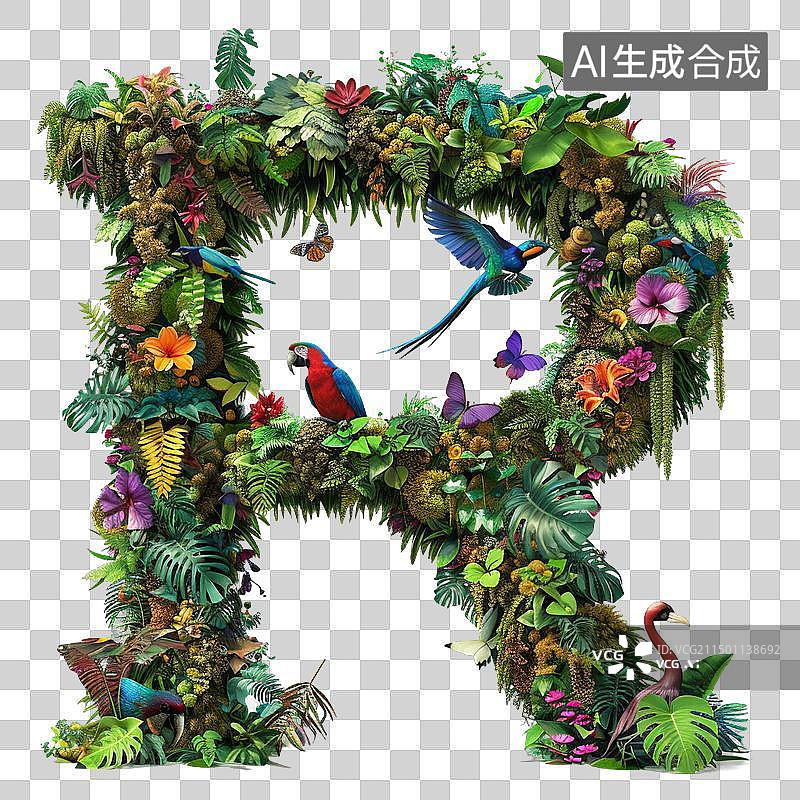 【AI数字艺术】热带艺术字字母r图片素材