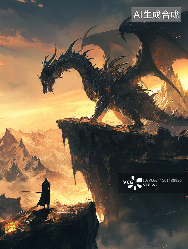 【AI数字艺术】勇者斗恶龙游戏场景插画竖幅图片素材