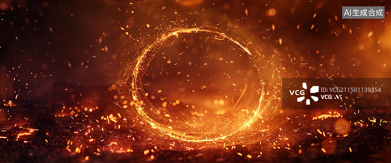 【AI数字艺术】绚烂火圈商业背景图片素材