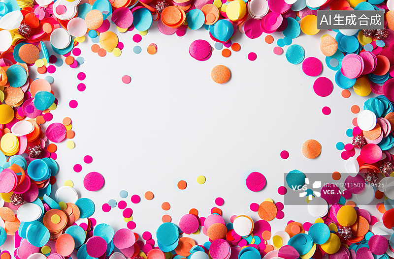 【AI数字艺术】正上方白色背景上彩色五彩纸屑的照片图片素材