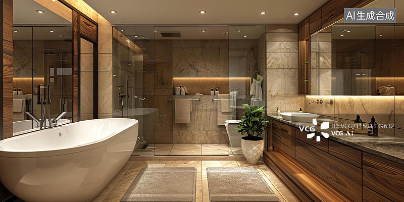 【AI数字艺术】现代简约风浴室图片素材