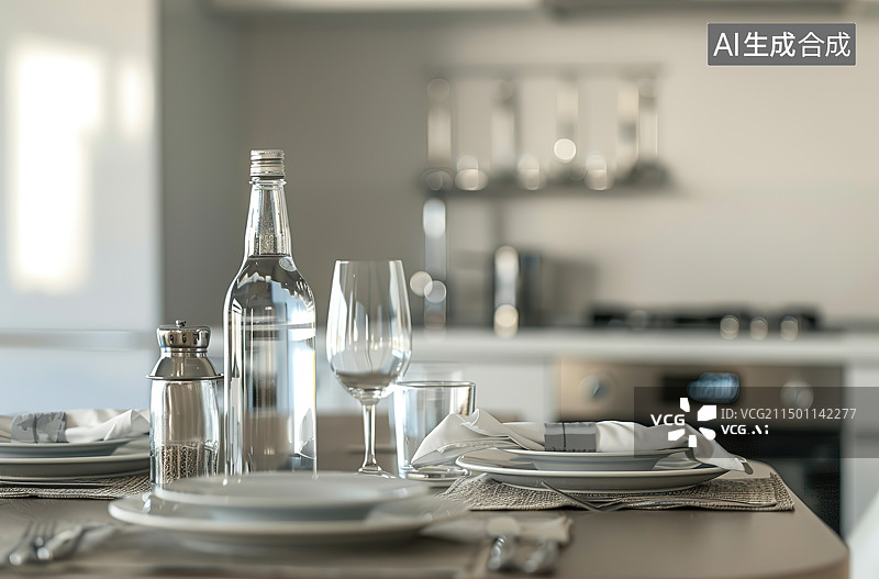 【AI数字艺术】厨房里的空盘子图片素材
