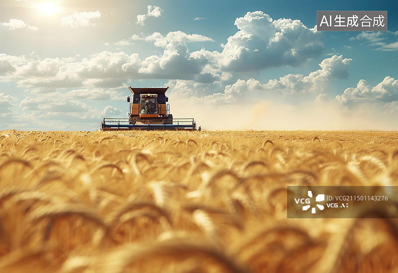 【AI数字艺术】麦田里的小拖拉机图片素材
