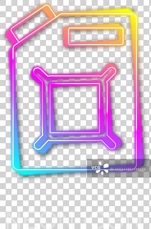 发光霓虹线：汽油罐图标图片素材