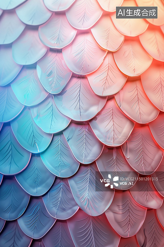 【AI数字艺术】彩色渐变龙鳞羽毛叶片背景图片素材