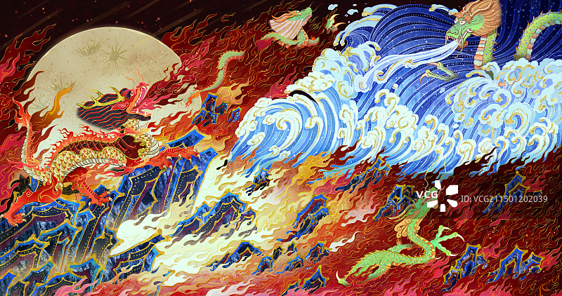 山海经神兽犼大战三龙图片素材