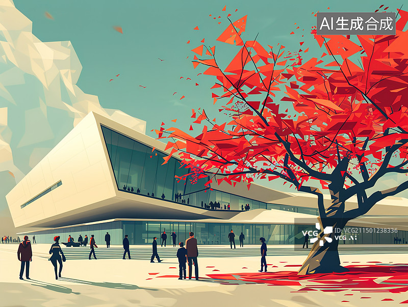 【AI数字艺术】未来科技都市插画，超现实主义图片素材