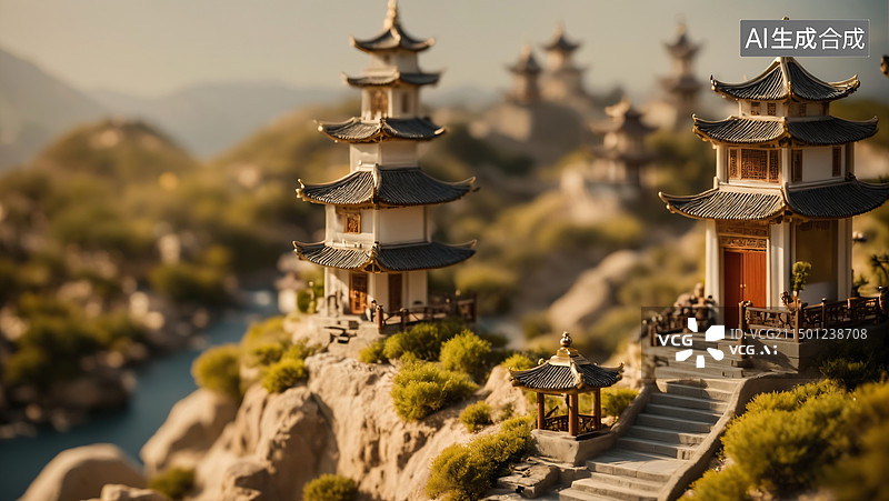 【AI数字艺术】微距摄影-微缩东方文化景观图片素材