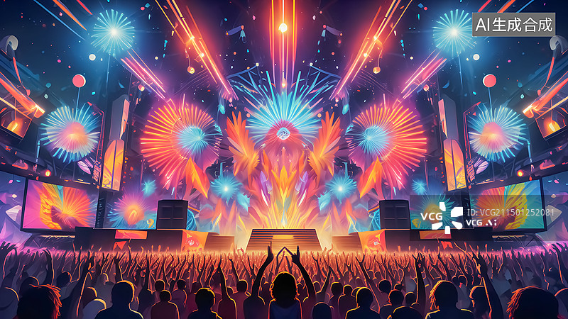 【AI数字艺术】演唱会场景插画图片素材