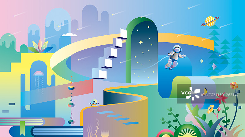 绿色科技未来场景壁纸插画图片素材