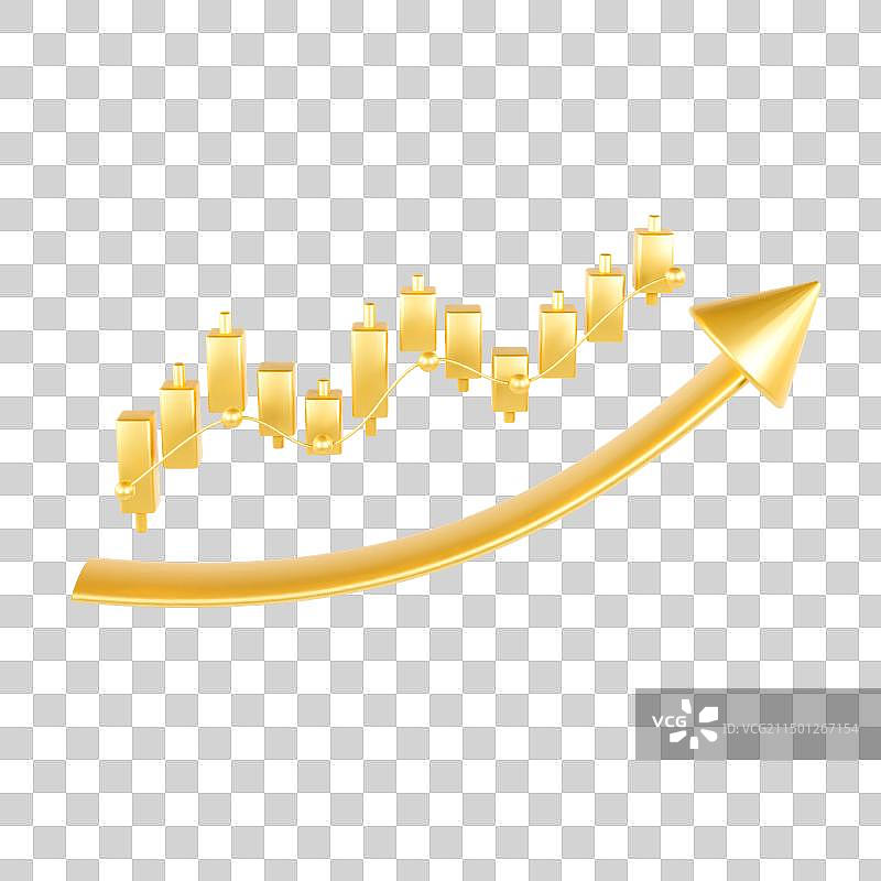 3D立体金色股票数据图上升金融理财元素图片素材