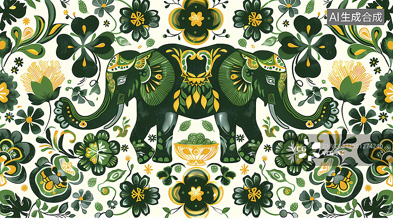 【AI数字艺术】复古东南亚风格图案插画海报背景图片素材