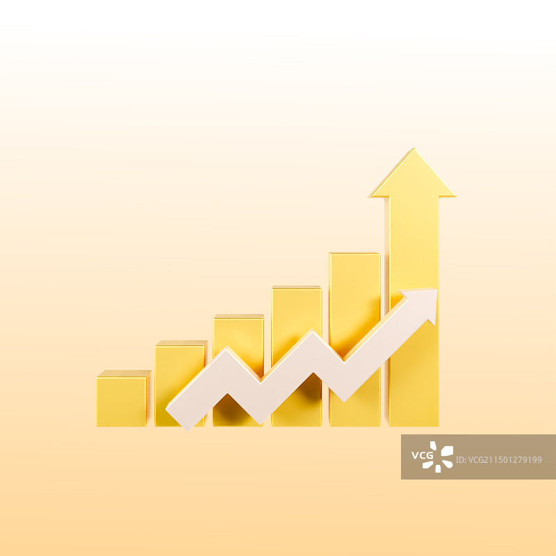 3D立体上升上涨箭头金融投资理财收益插画图片素材