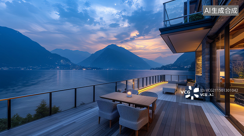 【AI数字艺术】建筑外部的露台阳台景观图片素材